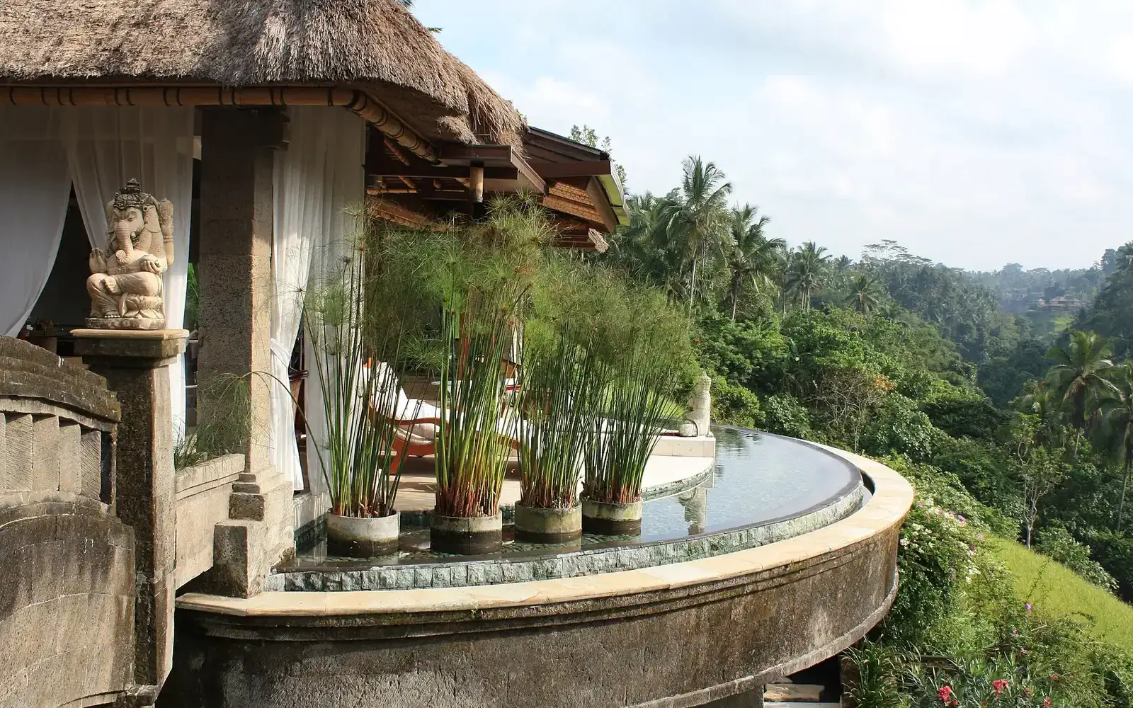 Terraced resort architecture above the Ayung valley, Ubud, Bali