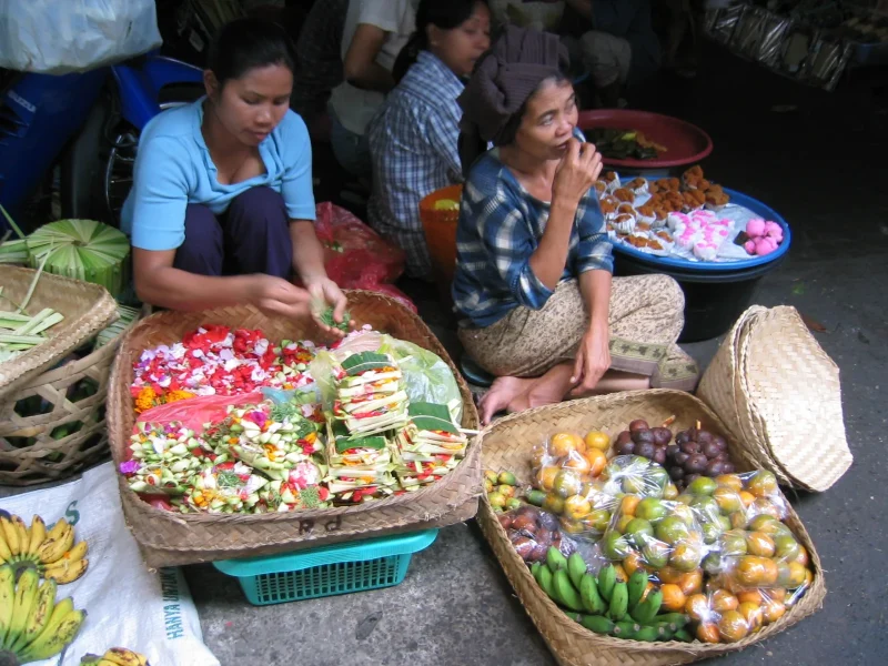 Traditional market stalls in Ubud, Bali