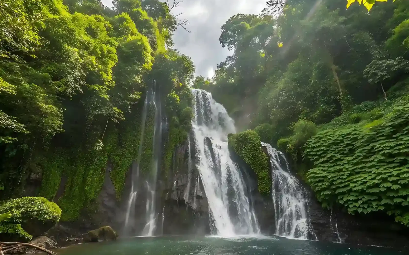 Banyumala twin waterfall in Bali jungle