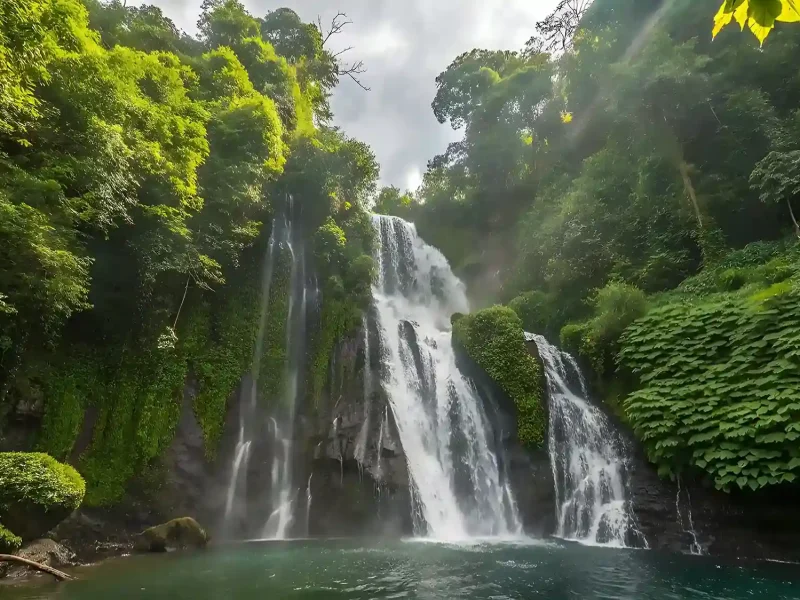 Banyumala twin waterfall in Bali jungle