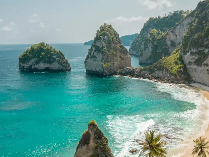 Nusa Penida island coastline from above