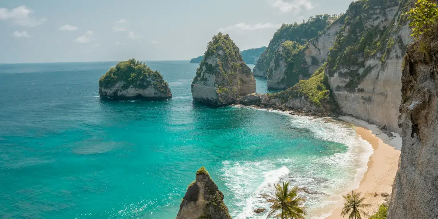 Nusa Penida island coastline from above