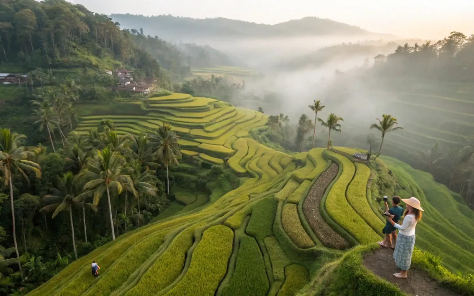Green rice terraces in Ubud, Bali