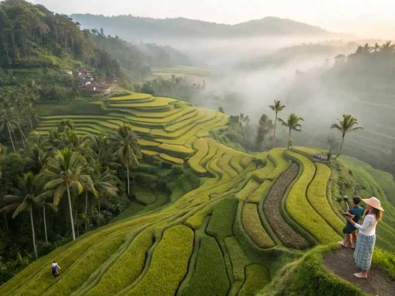 Green rice terraces in Ubud, Bali