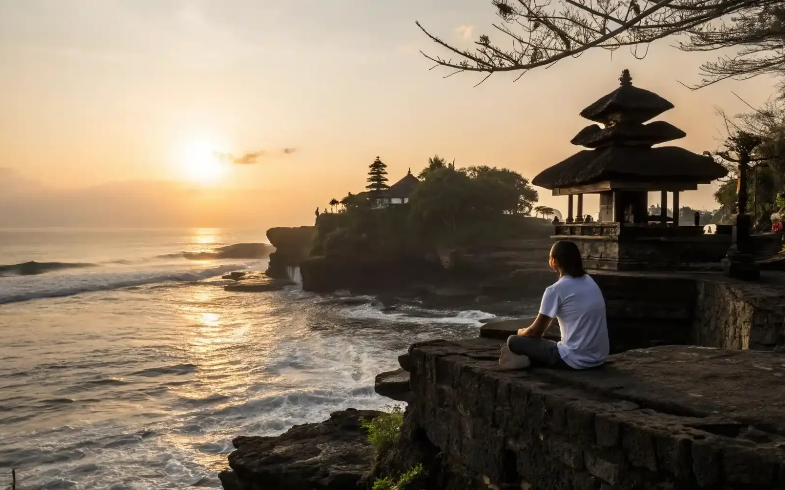 Visitors at Tanah Lot temple area, Bali