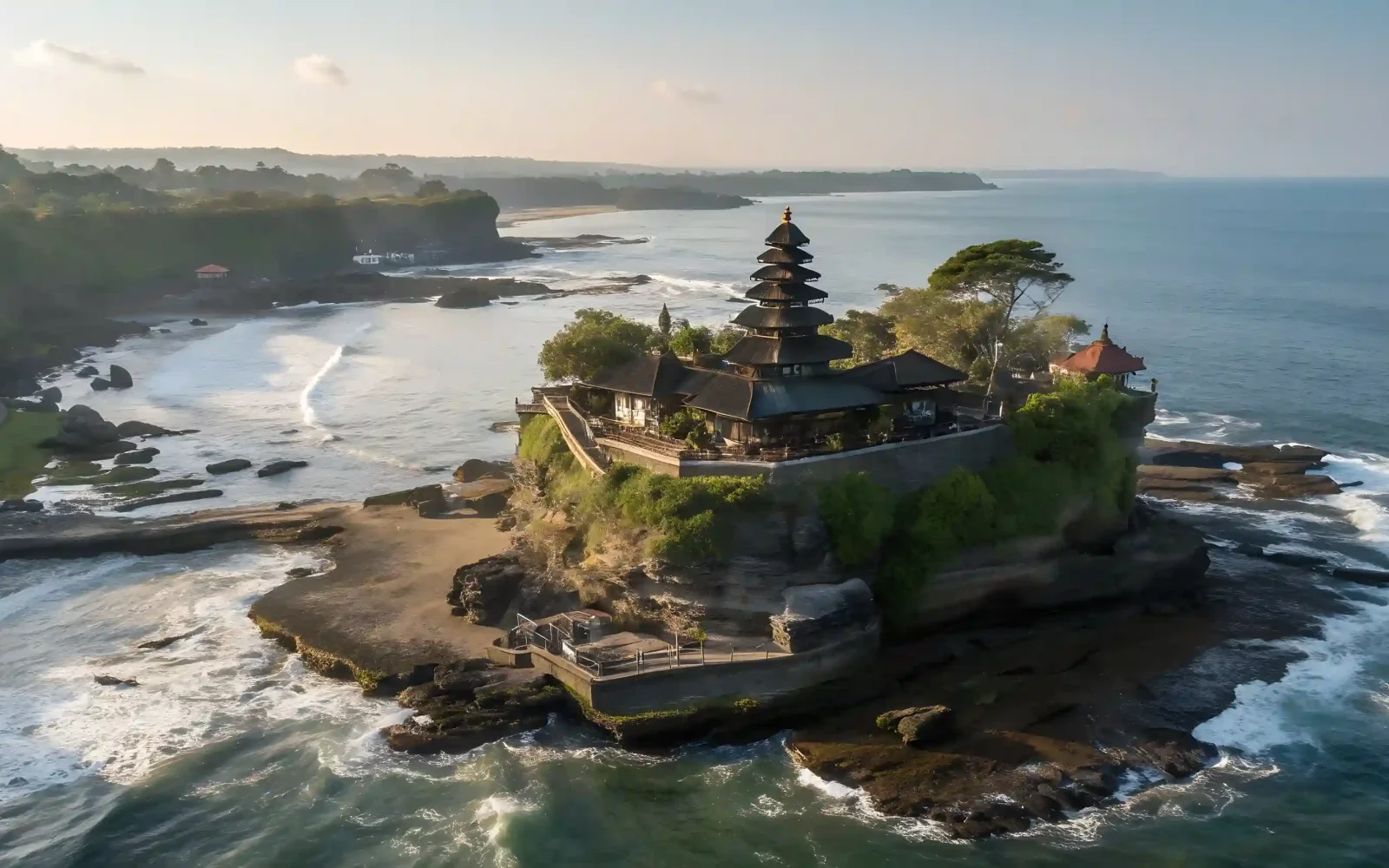 Tanah Lot sea temple at golden hour, Bali